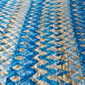 VTG color burst quilted blanket coverlet bedspread beachy silky feel Dbl Full